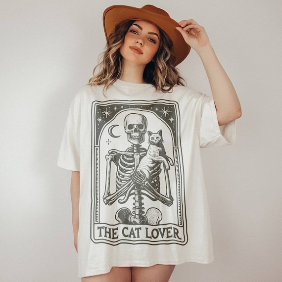 The Cat Lover Tarot Shirt, Cat Skeleton Shirt, Cat Tarot Shirt, Tarot Reader, Cat Lover shirt, Cat Mom Tee, Cat Dad Gift, Tarot Lover Gift