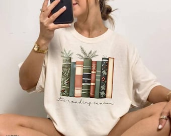 Christmas Bookish Comfort Colors Shirt, Its reading season Shirt, Christmas Book Lover gift, Xmas Bookish Shirt, Librarian Christmas Shirt