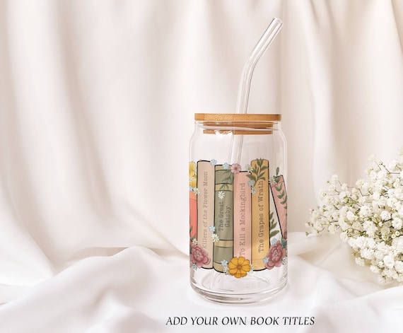 Custom Book Shelf Tumbler, Custom Book Name Mug, Author gift, Personalized Book Mug, custom book club gift, book ice coffee glass cup