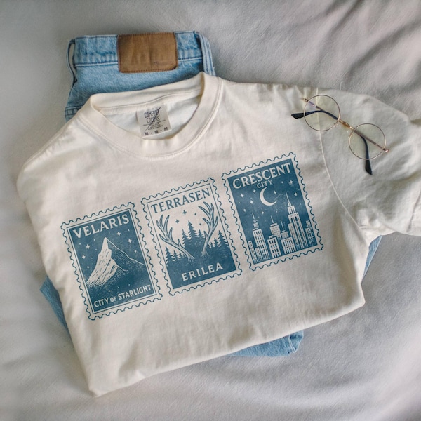 Sarah J Maas postcard comfort colors shirt (Officially Licensed), Velaris Shirt, Terrasen Tee, Crescent City, ACOTAR Merch, Court of thorns