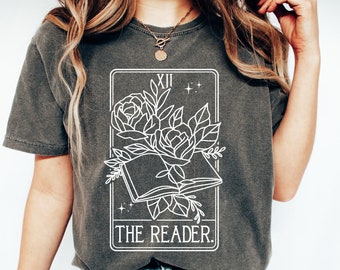 The Reader Tarot Card Shirt, Reader Comfort Colors, Bookish Comfort Colors Shirt, Book lover gift, Bookworm shirt, Book tarot card, Author