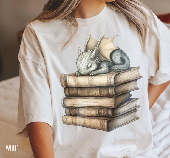 Fantasy dragon book Comfort Colors Shirt, Bookish Reading shirt, Book Dragons Tee, Fantasy Readers Shirt, Gift for Book Lover, Dragon Shirt