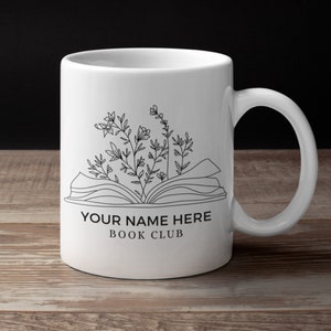 Custom Book Club Mug, Personalized Book Club Name Mug, Custom book club gifts, book club glass drinkware, Mug for book readers,