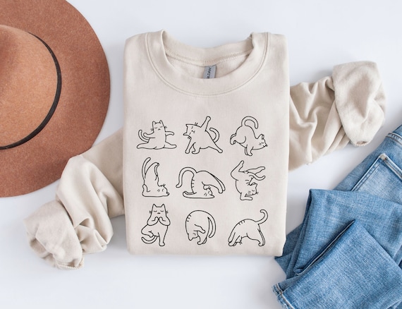 Cat Yoga Sweatshirt, Cat Pilates Sweater, Pilates Sweatshirt, Yoga Shirt, Gift for Yogi, Yoga and Cats, Funny Pilates, Cat Workout,Yoga gift