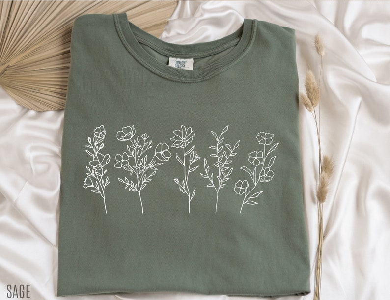 Wildflower Comfort Colors Tshirt, Wild Flowers Shirt, Floral Tshirt ...