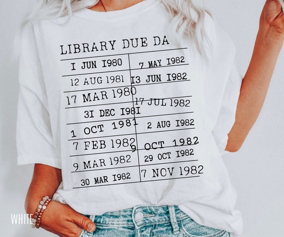 Library Tshirt, Librarian Shirt, Library Return Card, Library Date Due, Book Tshirt, Book Lover Shirt, Book Lover gift, Librarian Gift
