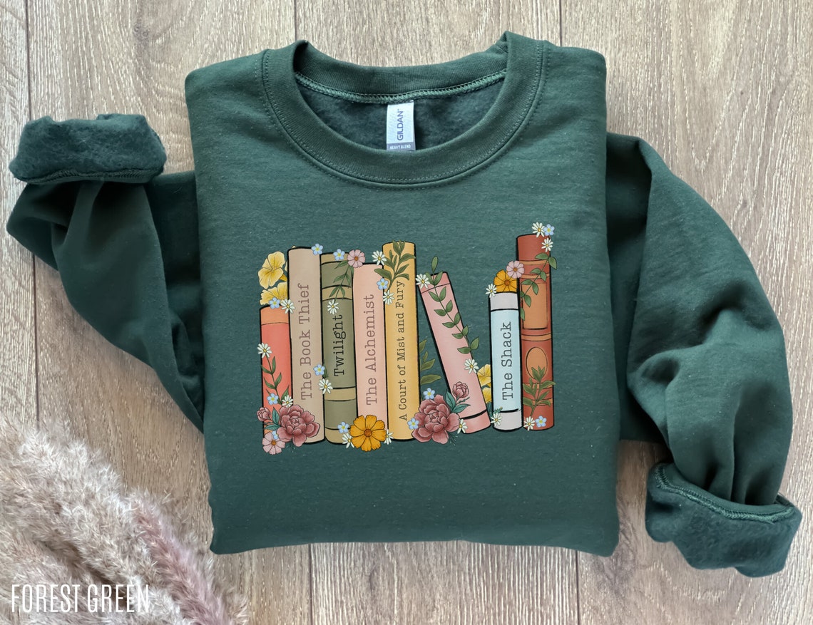 Custom Bookshelf Sweatshirt Personalized Book Crewneck Book 