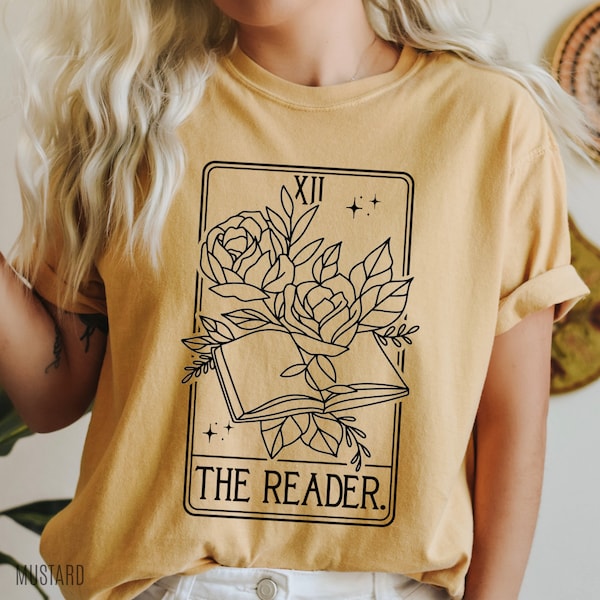 De Reader Tarot Card Shirt, Reader Comfort Colors, Bookish Comfort Colors Shirt, Boek minnaar cadeau, Bookworm shirt, Boek tarotkaart, Auteur