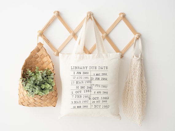 Library Due Date Tote Bag, Book tote bag, Bookish tote bag, Library tote bag, Librarian gift, Gift For Reader, Bookworm Gift, Booklover Gift