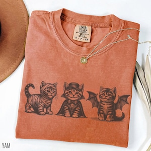Halloween Cats Comfort Colors Shirt, Halloween T-Shirt, Cats tshirt, Ghost Cat shirt, Cat Lover Gift, Black Cat Mom Shirt, Halloween Gifts