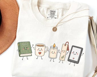 Smile Book Icons Comfort colors shirt, Bookish Reading Shirt, Librarian Gift, Bookworm Tee, English Teacher Gift, Librarian Teacher Gift