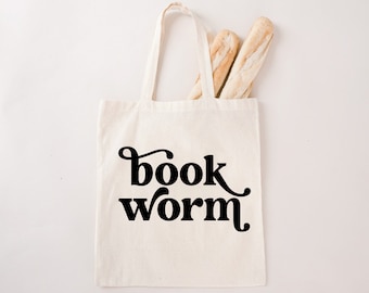 Book worm tote bag, bookworm tote bag, Book tote bag, bookish bag, bookish shopping bag, book reusable bag, book lover tote, book addict bag