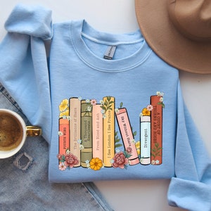 Custom Bookshelf Sweatshirt, Personalized Book Crewneck, Book Sweatshirt, Gift for book lover, Book club gift, Book club sweatshirt, bookish