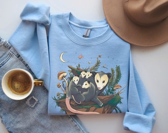 Possum Sweatshirt, Opossum Sweatshirt, Cottagecore Sweater, cottage core, possum gift, cottage clothing, raccoon sweater, possum print
