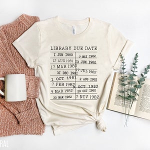 Library Tshirt, Librarian Shirt, Library Return Card, Library Date Due, Book Tshirt, Book Lover Shirt, Book Lover gift, Librarian Gift image 6