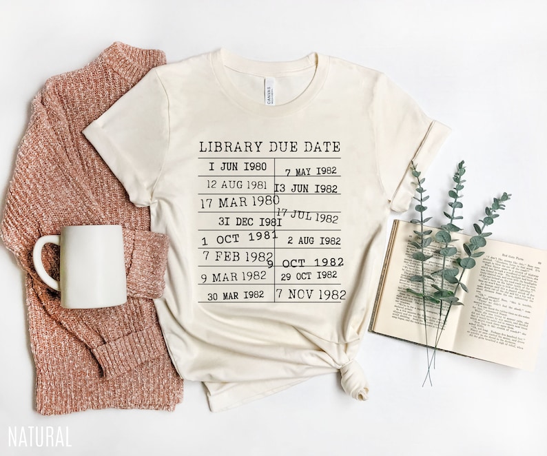 Library Tshirt, Librarian Shirt, Library Return Card, Library Date Due, Book Tshirt, Book Lover Shirt, Book Lover gift, Librarian Gift image 6