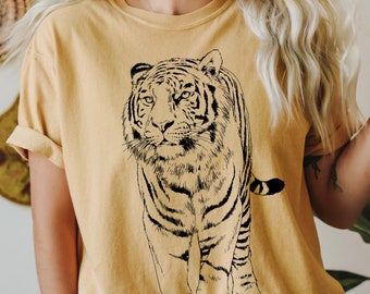 Camisa Tiger Comfort Colors, Camiseta Tigre Vintage, Camisa Tiger, Camiseta Comfort Colors, Camisa Minimal Jungle, Presente para amante de tigre, Camisa Jungle