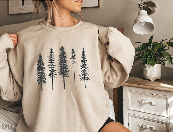 Pine Tree Sweatshirt Evergreen Trees Forest Sweatshirt - Etsy