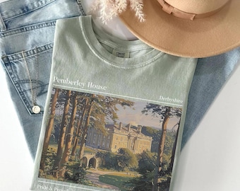 Pride and prejudice Pemberley House Comfort Colors Shirt, Jane Austen Gift, Mr. Darcy Shirt, Elizabeth Bennet Shirt, Classic Booklover Gift