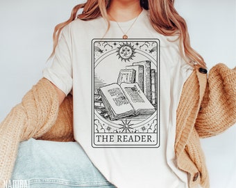 Reader Tarot Card T-Shirt, Reader Shirt, Tarot Card Shirt, Book Lover Gift, Bookish Shirt, Library shirt Gift, Tarot Tee, Book Tarot shirt