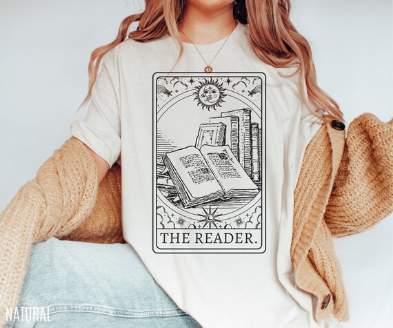 Reader Tarot Card T-Shirt, Reader Shirt, Tarot Card Shirt, Book Lover Gift, Bookish Shirt, Library shirt Gift, Tarot Tee, Book Tarot shirt