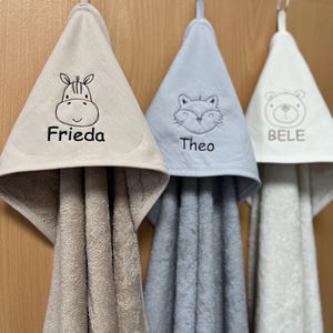 Hooded bath towel with name and motif, bath towel 75 x 75 cm image 20