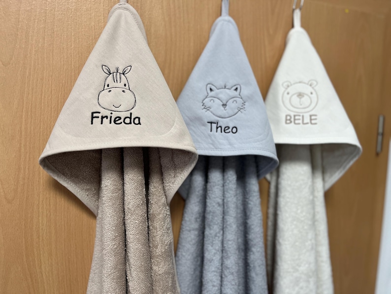 Hooded bath towel with name and motif, bath towel 75 x 75 cm image 20