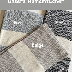 XXL Hamamtuch, Strandtuch, Saunatuch personalisiert, schwarz, grau, beige Bild 4