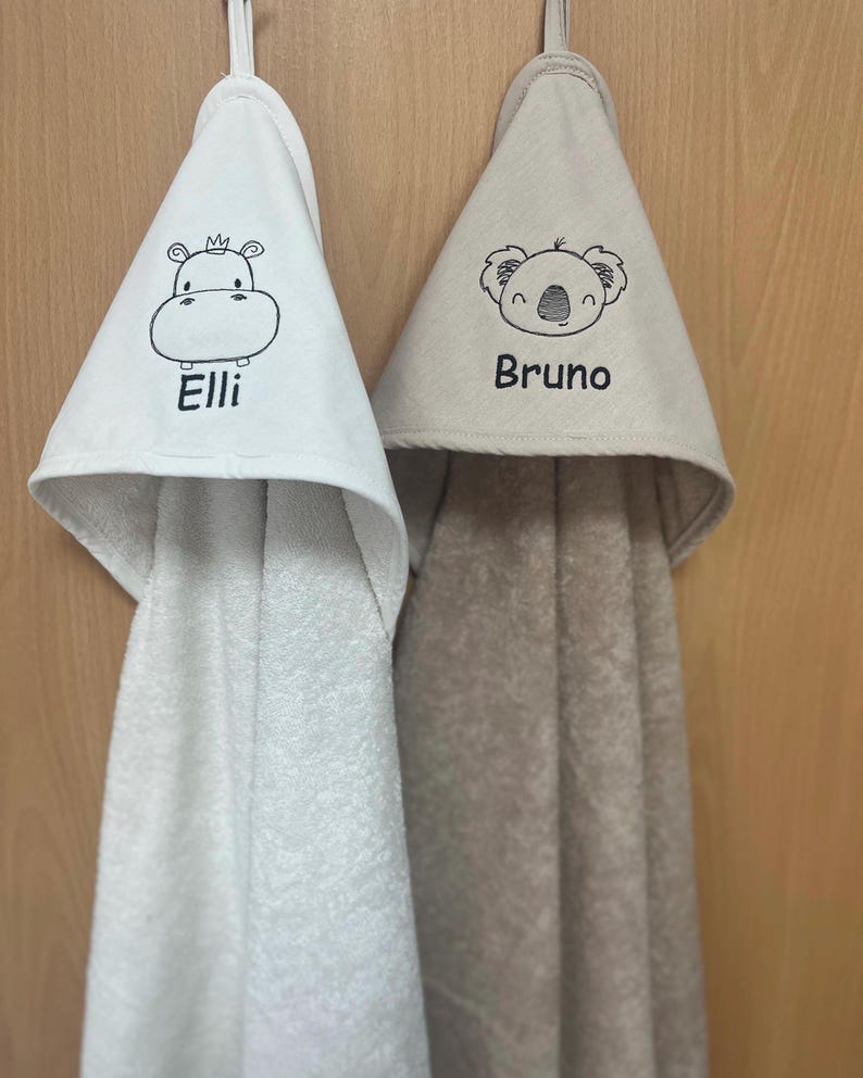 Hooded bath towel with name and motif, bath towel 75 x 75 cm image 13