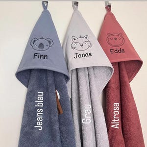 Hooded bath towel with name and motif, bath towel 75 x 75 cm image 4