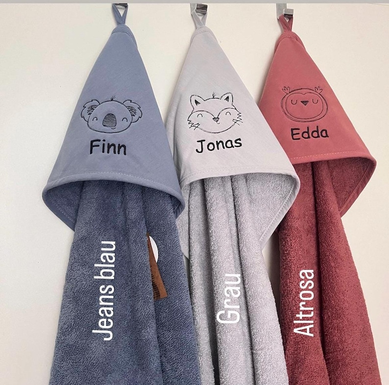 Hooded bath towel with name and motif, bath towel 75 x 75 cm image 4