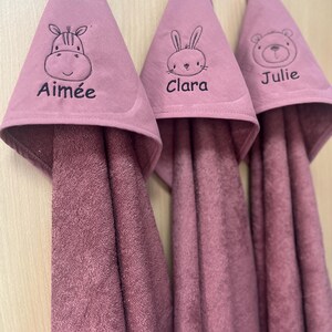 Hooded bath towel with name and motif, bath towel 75 x 75 cm image 15
