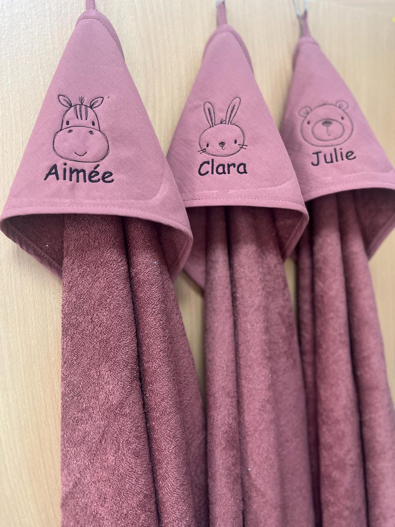 Hooded bath towel with name and motif, bath towel 75 x 75 cm image 15