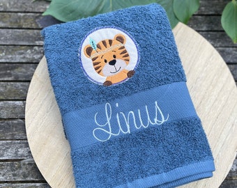 Handtuch mit Motiv Tiger und Name