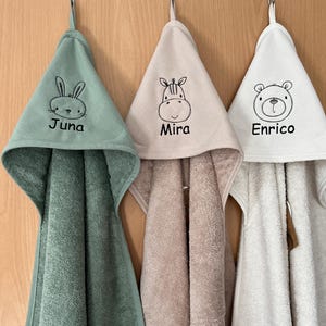 Hooded bath towel with name and motif, bath towel 75 x 75 cm image 17