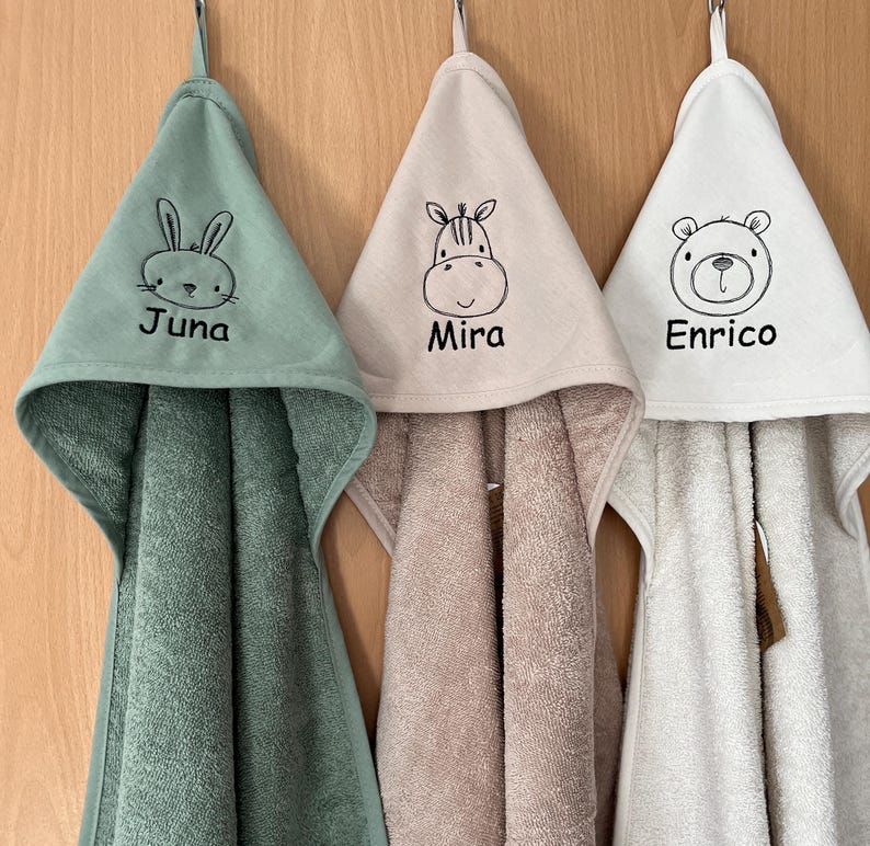 Hooded bath towel with name and motif, bath towel 75 x 75 cm image 17