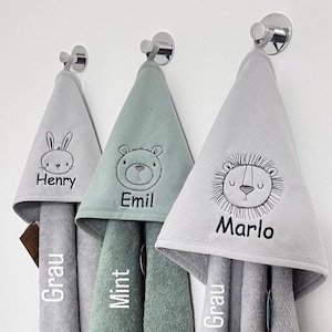 Hooded bath towel with name and motif, bath towel 75 x 75 cm image 3