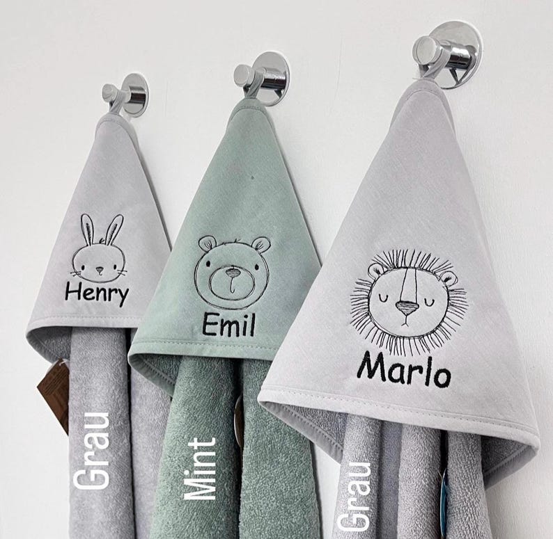 Hooded bath towel with name and motif, bath towel 75 x 75 cm image 3