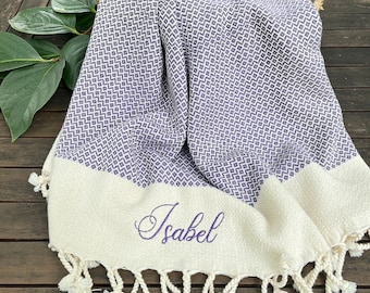 Xxl Hamam Towel Purple, Beach Towel, Sauna Towel Personalizable