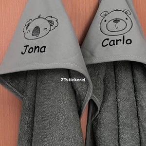 Hooded bath towel with name and motif, bath towel 75 x 75 cm image 12