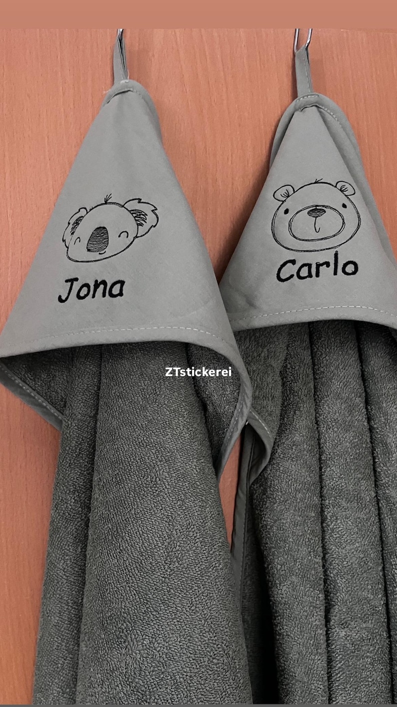 Hooded bath towel with name and motif, bath towel 75 x 75 cm image 12