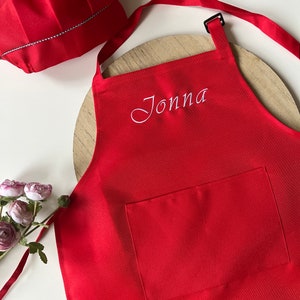 Cooking apron with chef's hat embroidered for children