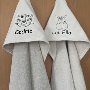 Hooded bath towel with name and motif, bath towel 75 x 75 cm image 18