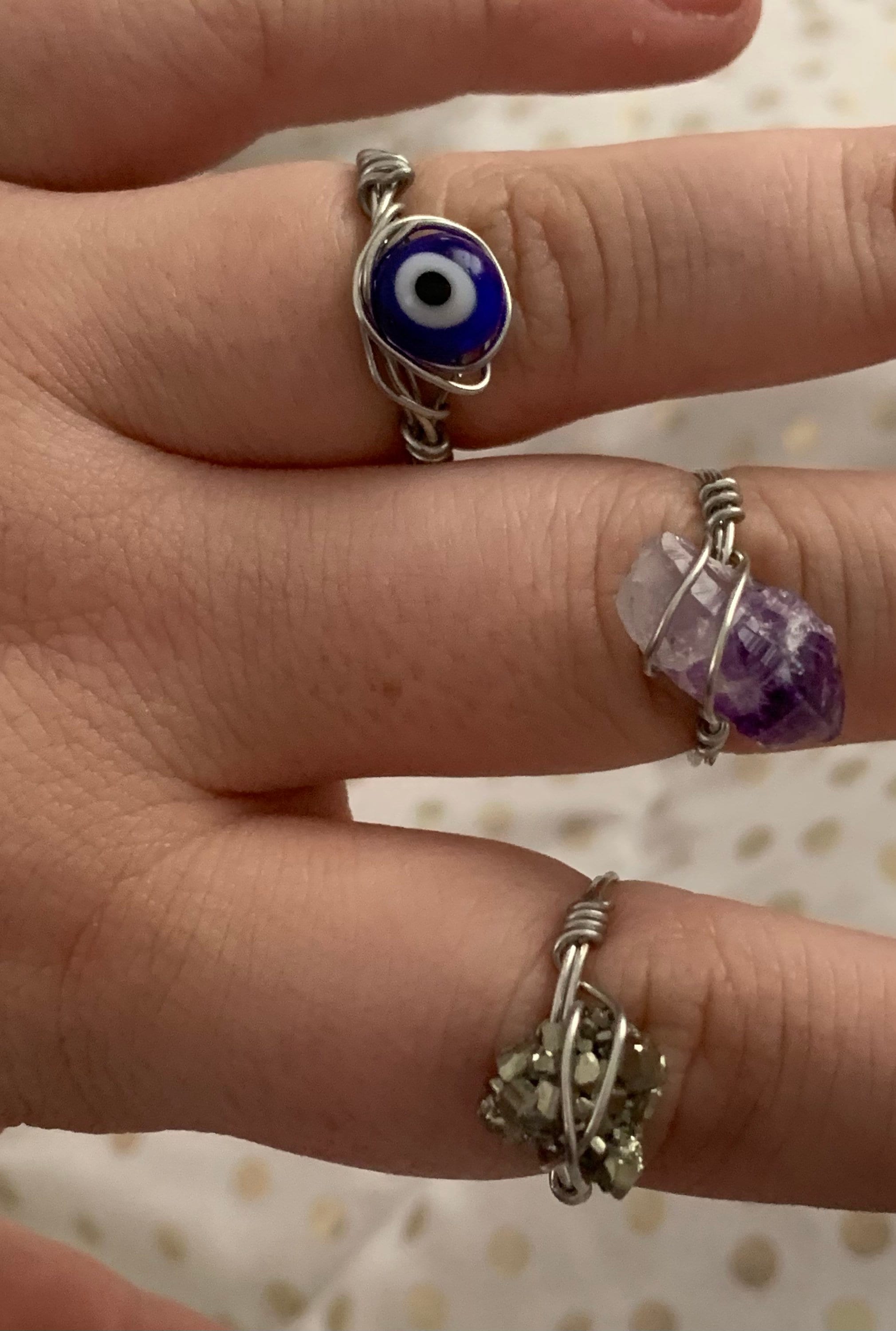 Raw Crystal Evil Third Eye Rings Etsy
