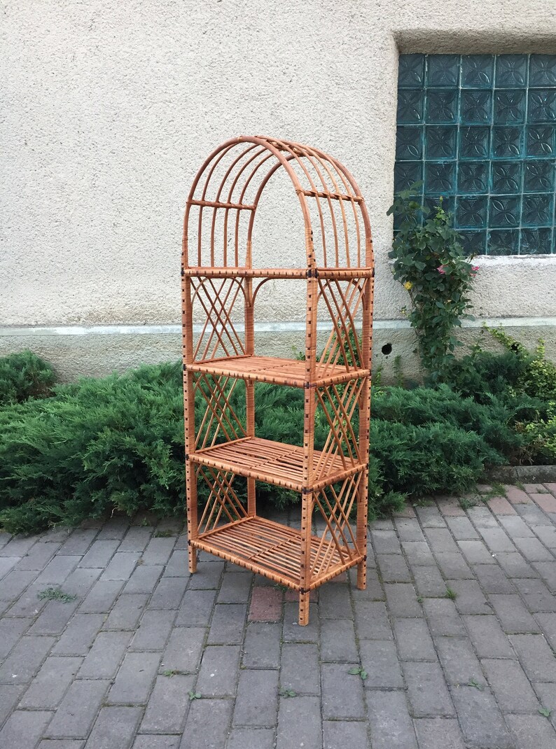 Wicker Shelf Wicker Furniture Mid Century Shelf Rattan Etsy