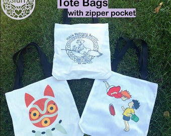 Tote Bags with Zipper Pocket