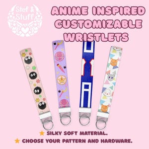 Anime Inspired Wristlet: Handmade Printed Fabric