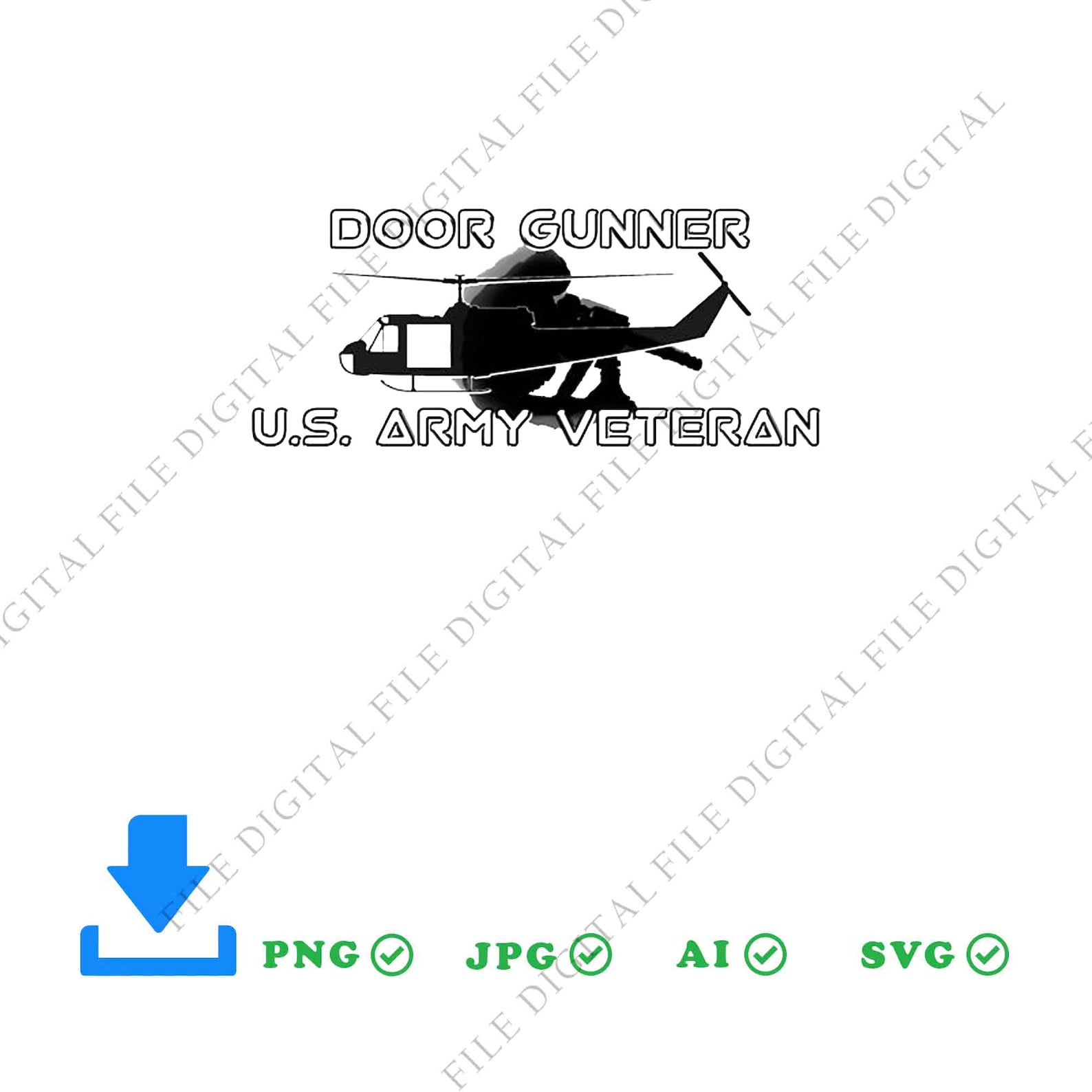 Door Gunner Army V_e_t_e_r_a_n grey png bundle Door Gunner Etsy