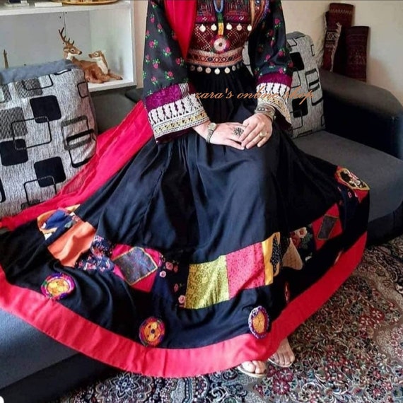 Afghan Kuchi Traditional Black Handmade Dresses Etsy UK