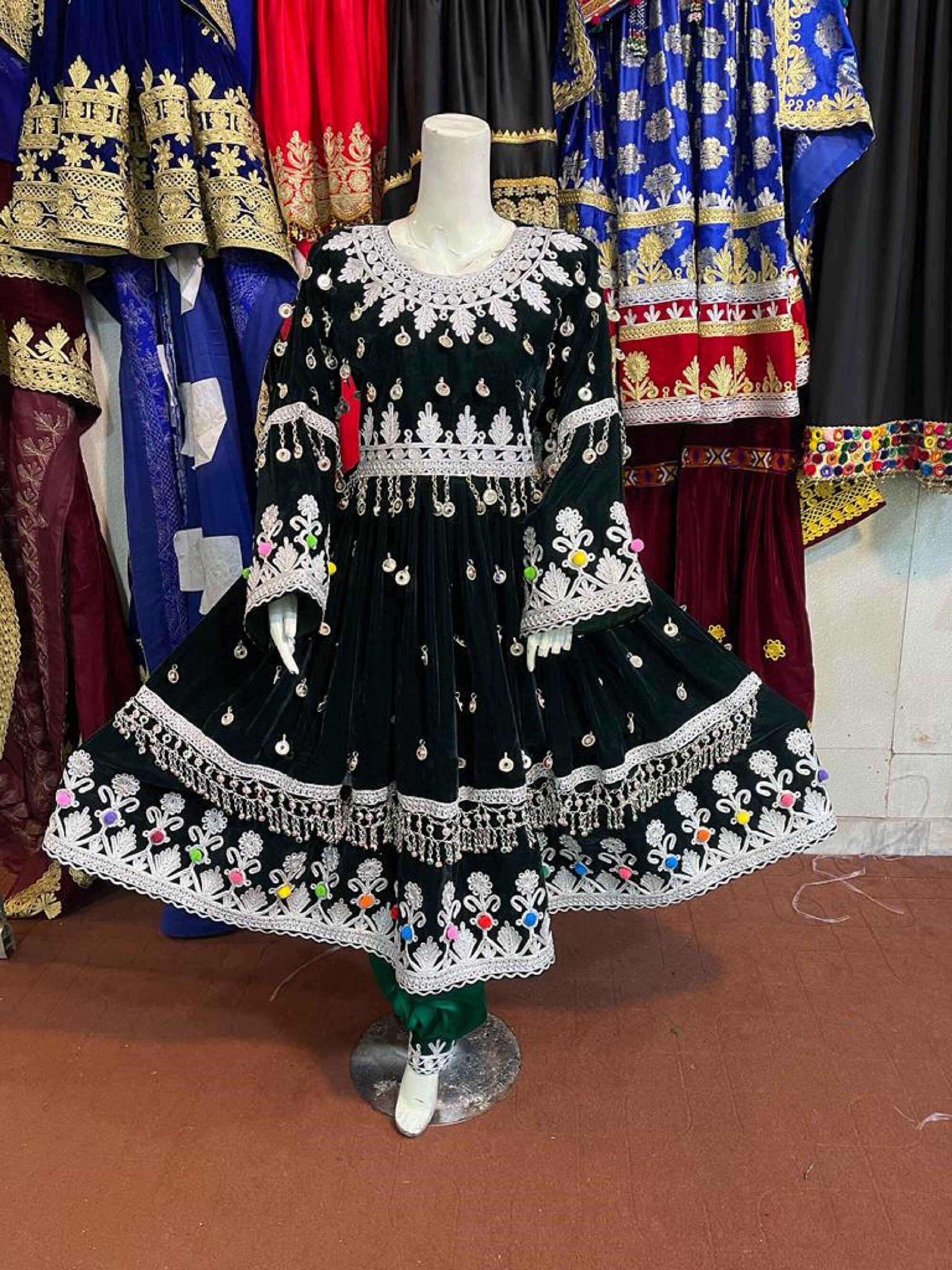 Afghan Kuchi Traditional Handmade Black With Silver Afghan Kuchi Traditional Handmade Black With Silver